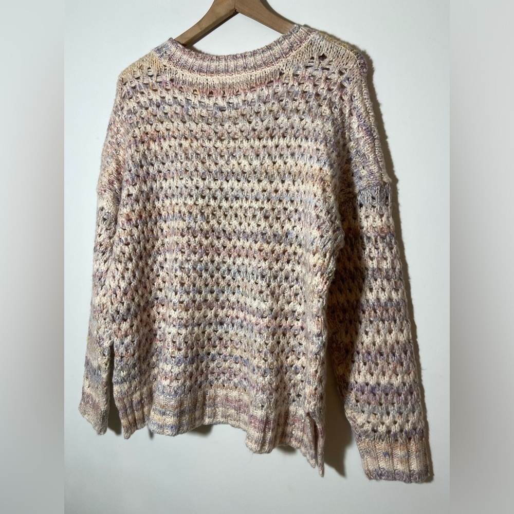 By Anthropologie Oversized Mesh Stitch Pullover Sweater Cotton Blend Size S - Picture 9 of 13